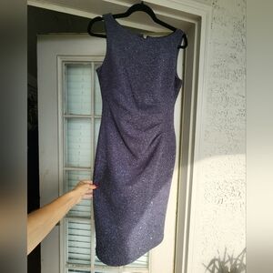 Eliza J Sleeveless Sheath Dress in a Navy Blue Grey Sparkle Glitter Dress.